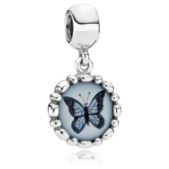Genuine PANDORA Agate Cameo Butterfly Dangle Charm S925 ALE